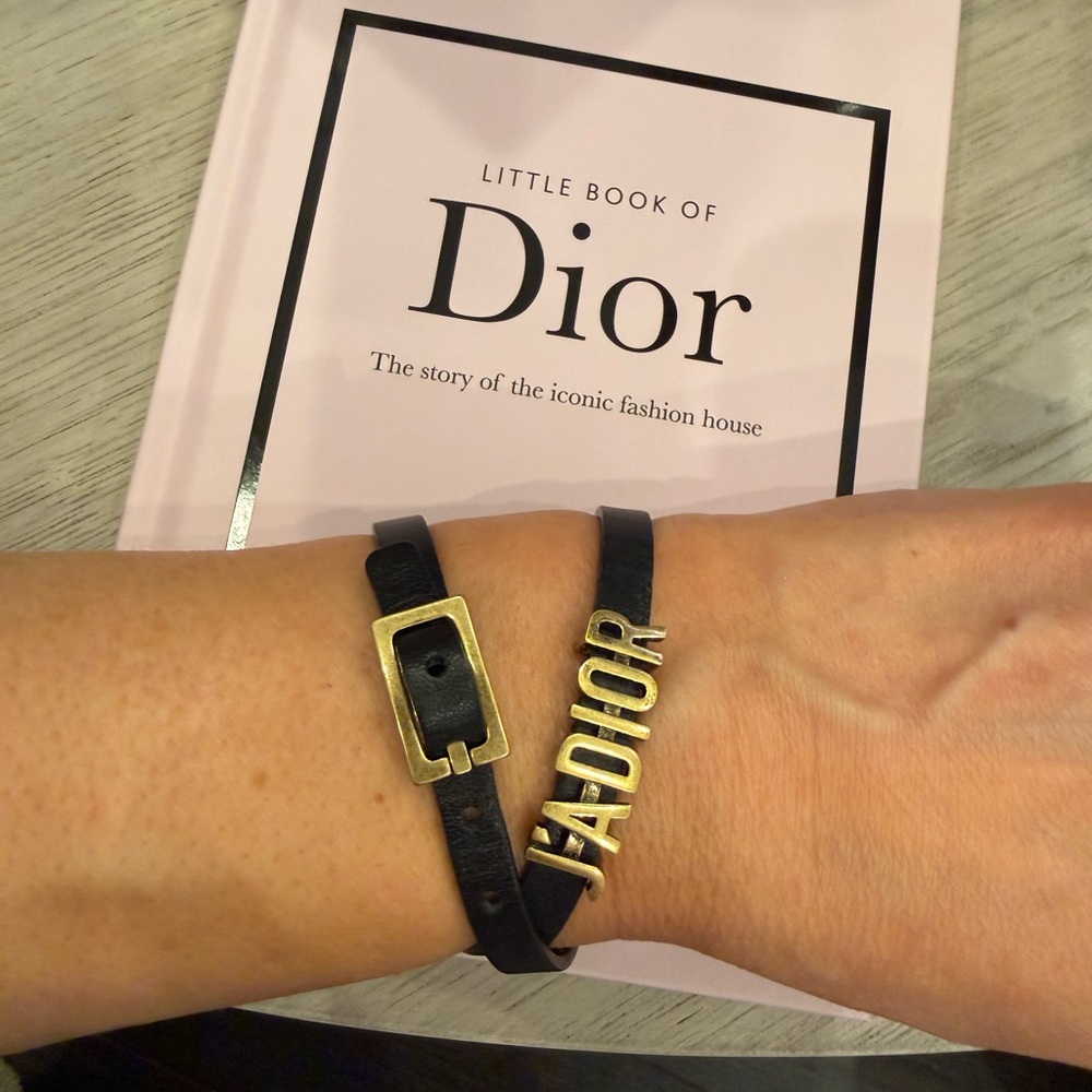 Christian Dior J’ADIOR Leather Choker Bracelet Gold Logo Convertible Rare